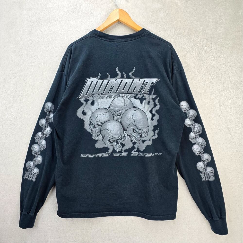 Vintage Dumont Sand Demon Long Sleeve Shirt XL Dune Or Die Skull Flames Y2K